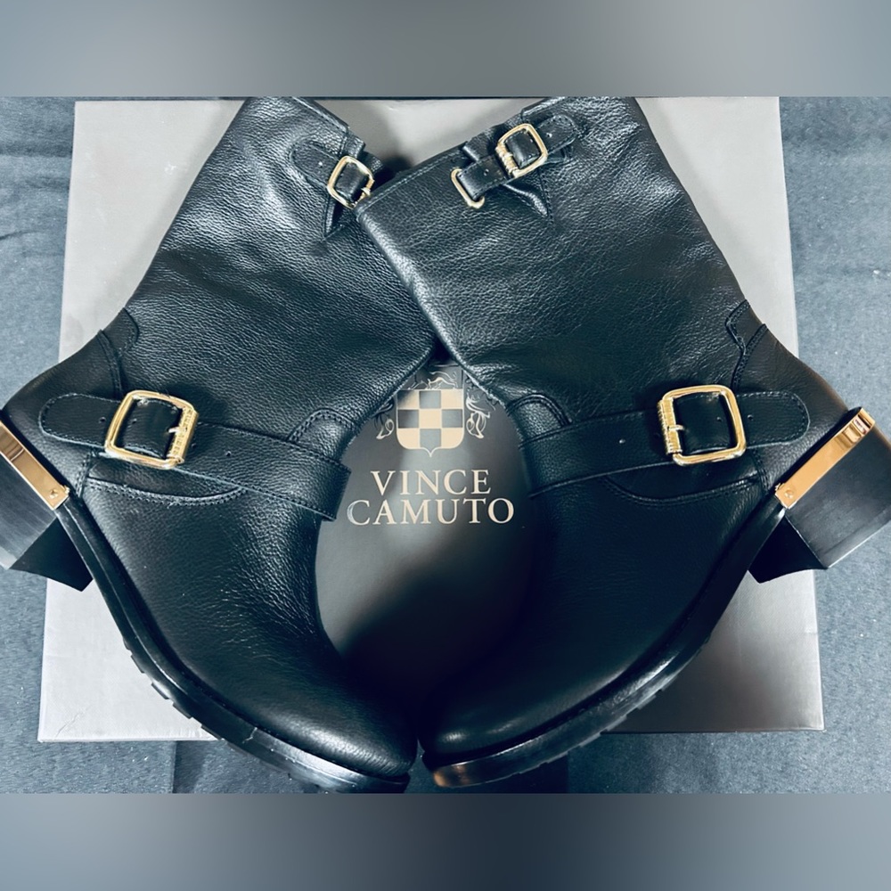 Vince Camuto “Wendeema” Black Moto Boots 👢 Sz. 7 - BNWT / Leather - Mid Calf